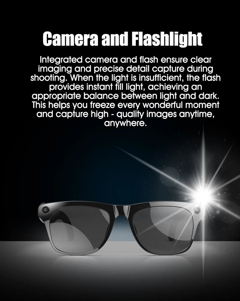 Xiaomi 6k HD Ai Smart Glasses Camera Wearable Mini Camera Bluetooth Call Voice Assistant Control Smart Sports Camera Glasses