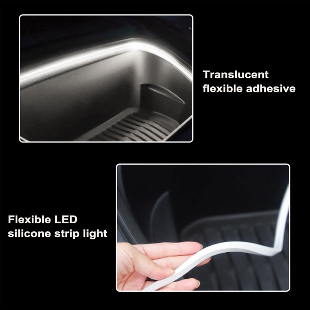 For Tesla Model Y 21-23 4 Colors Car Trunk LED Lamp Strip 12V IP65 Waterproof Interior Lights