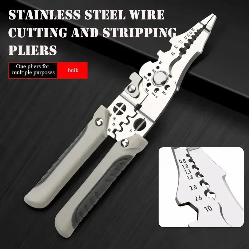 Multifunctional Electrician Pliers, 6-in-1 Wire Stripper Separator, Cutting and Crimping Tool for Cable Repair and Installation