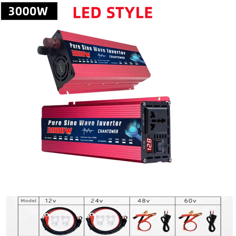 Pure Sine Wave Inverter 12Volt To AC 110v/220v Pure Sine Wave Power Supply Voltage Converter for Car, Solar Inverter
220V 2000W 3000W 4000W DC 12v/24v