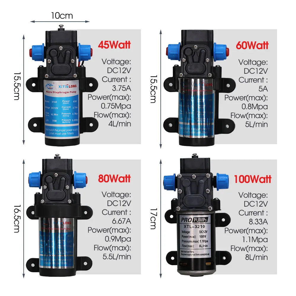 45/60/80/100W 110-240V Self-priming Pressurize Diaphragm Pump for Watering Car Washing Garden Plants Spray Irrigation Power Pump