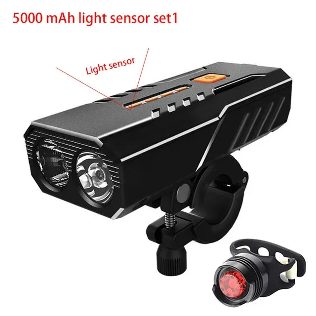 5000 mAh Bicycle Light Front Set Headlight Lantern For Bike Flashlight Rechargeable Lamp Running Led Usb Mtb Lights Taillight