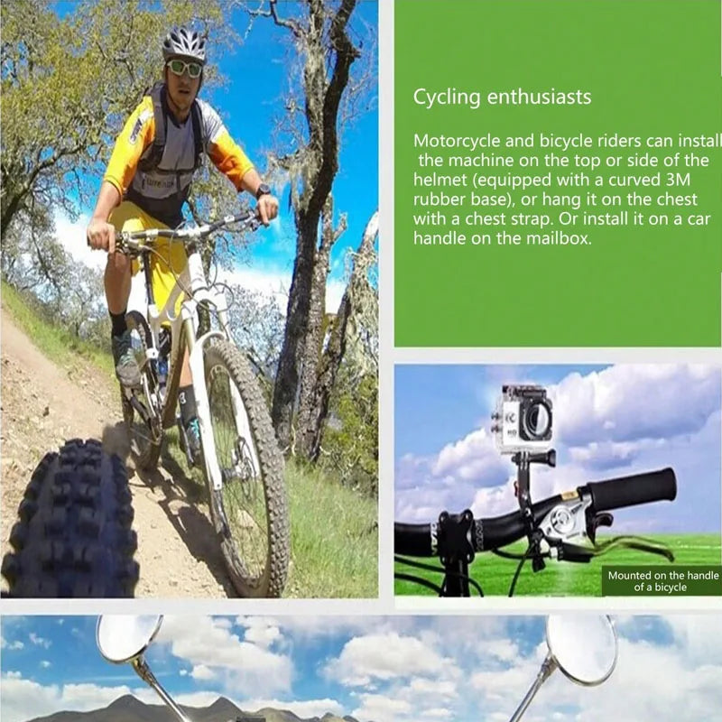 T-WOLF Outdoor Sports Waterproof Camera 1080P HD Mini DV Panoramic 2 Inch Screen Diving Bike Car Recorder for Business