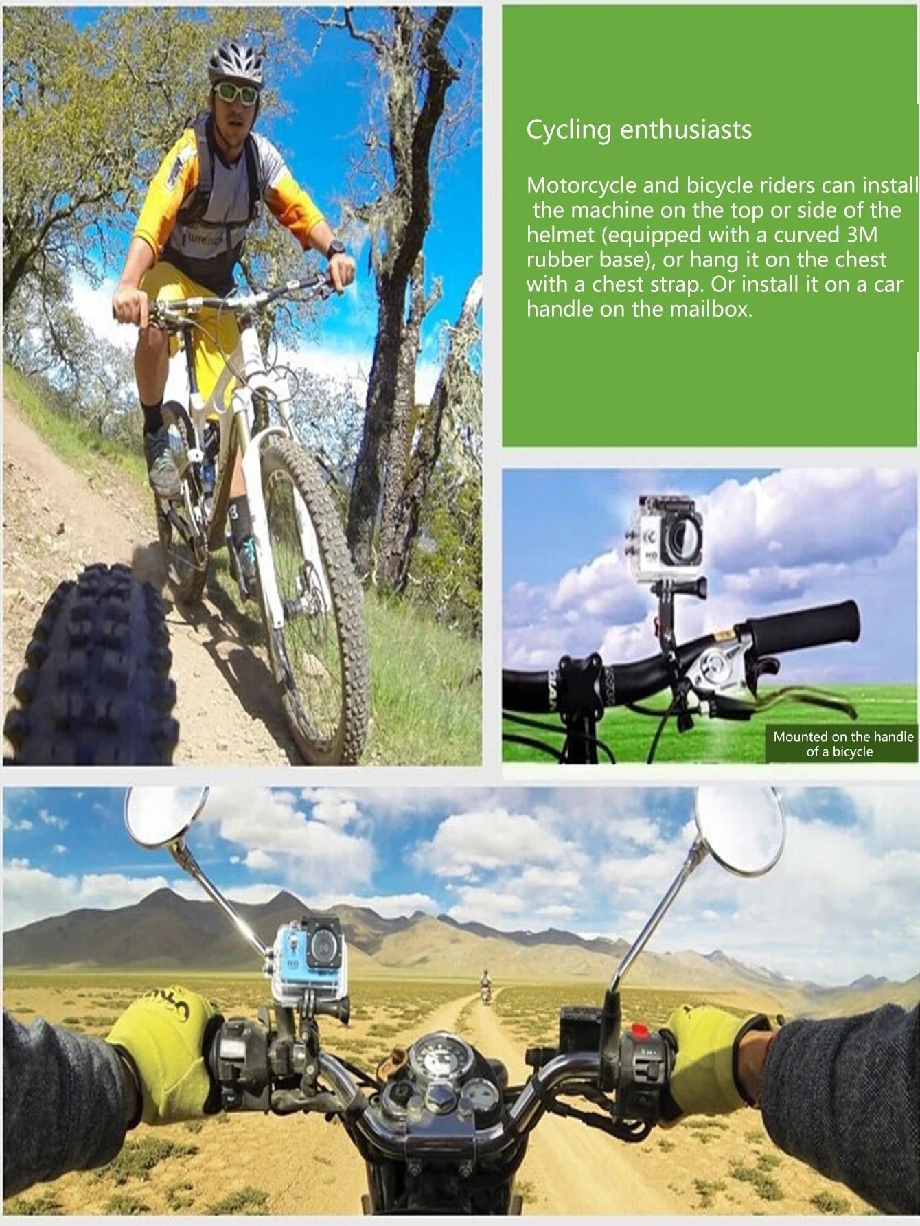 T-WOLF Outdoor Sports Waterproof Camera 1080P HD Mini DV Panoramic 2 Inch Screen Diving Bike Car Recorder for Business