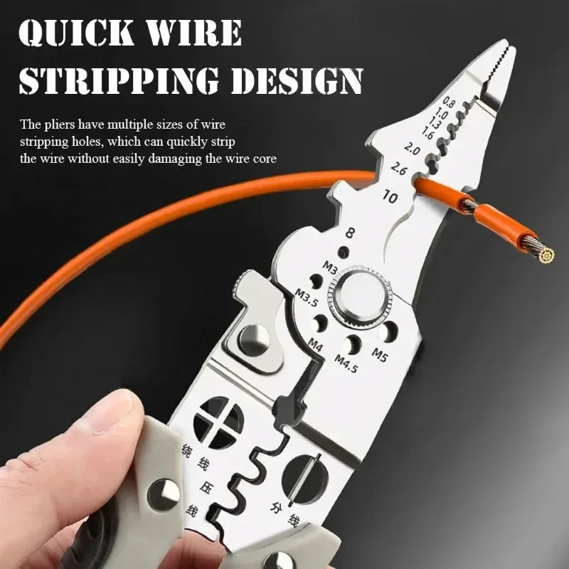 Multifunctional Electrician Pliers, 6-in-1 Wire Stripper Separator, Cutting and Crimping Tool for Cable Repair and Installation