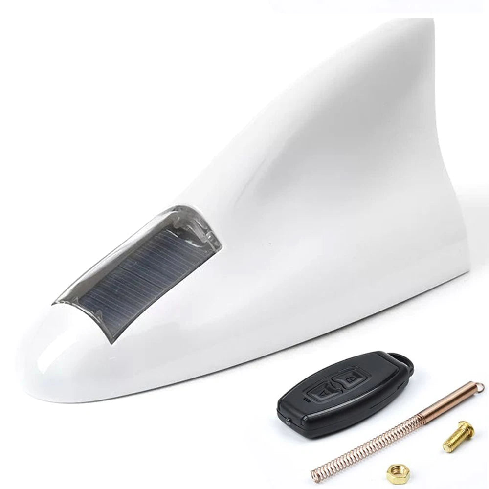Car Solar LED Anti Collision Light Warning Lights Universal Shark Fin Antenna Light Automobile Modeling Decorating Accessories
