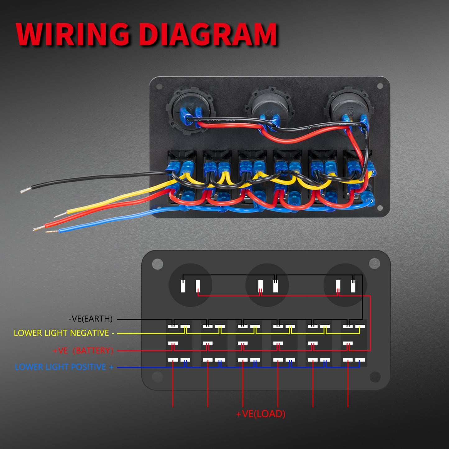 Waterproof Switch Panel, 6 Gang 12Volt Rocker Switch Panel .