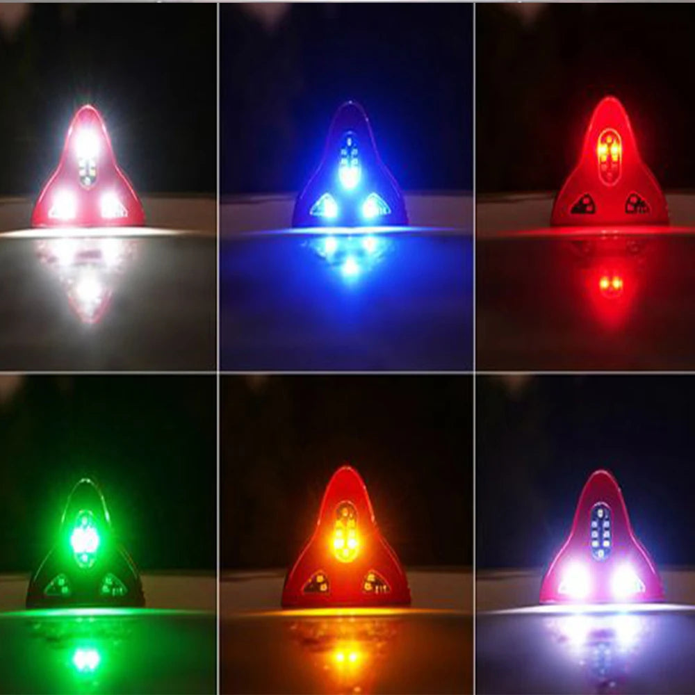 Car Solar LED Anti Collision Light Warning Lights Universal Shark Fin Antenna Light Automobile Modeling Decorating Accessories