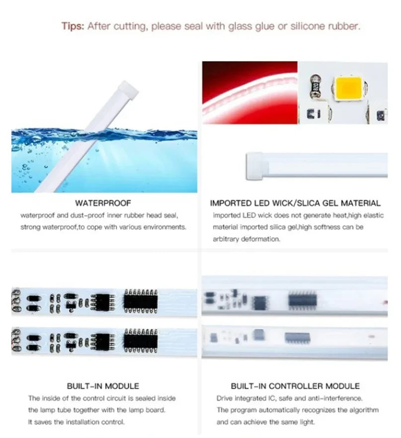 2pcs Car LED DRL Daytime Night Running Light Waterproof Flexible Universal Car Flowing Turning Signal Light Brake LED Strip Lamp