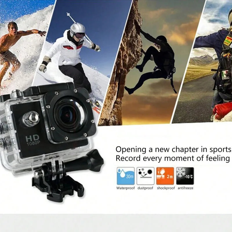 T-WOLF Outdoor Sports Waterproof Camera 1080P HD Mini DV Panoramic 2 Inch Screen Diving Bike Car Recorder for Business