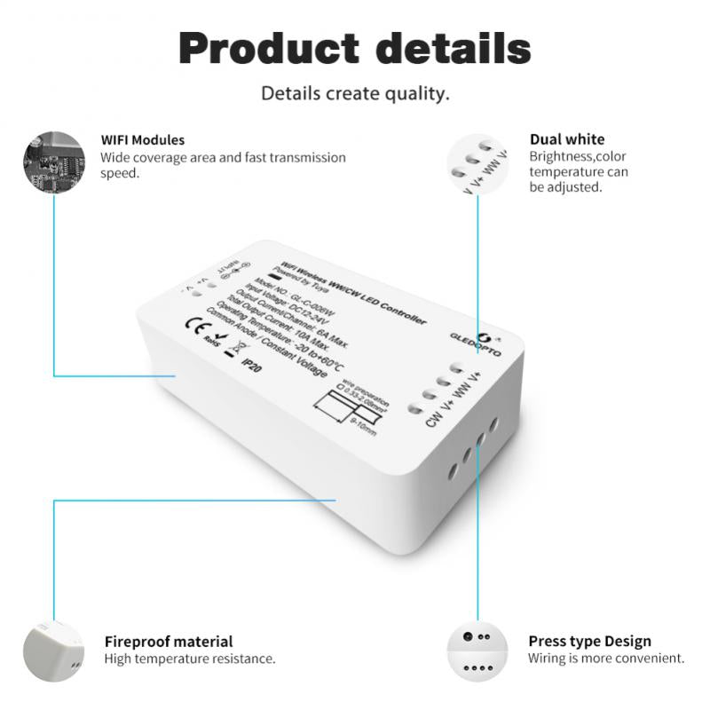 Led Controller Remote Switch 12v 24v 36v Wifi Rf Wireless Dimmer Controller Voice Control Ww Cw Cct Led Dimmer