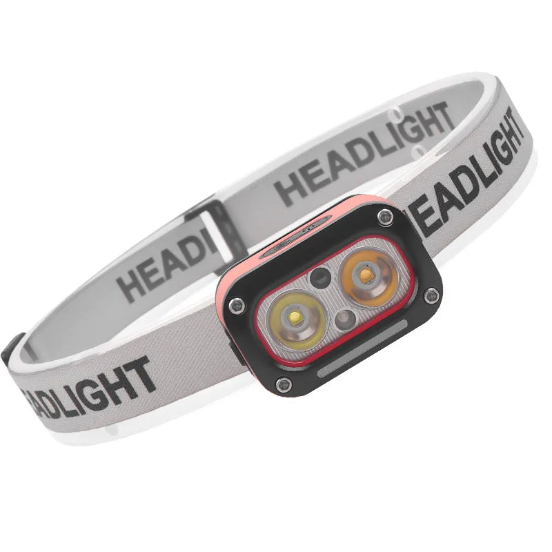 Black ABS Plastic LED Headlight 700mAh USB Rechargeable 3 Light Sources Outdoor Night Run Cycling Headlamp with Intelligent Sensing