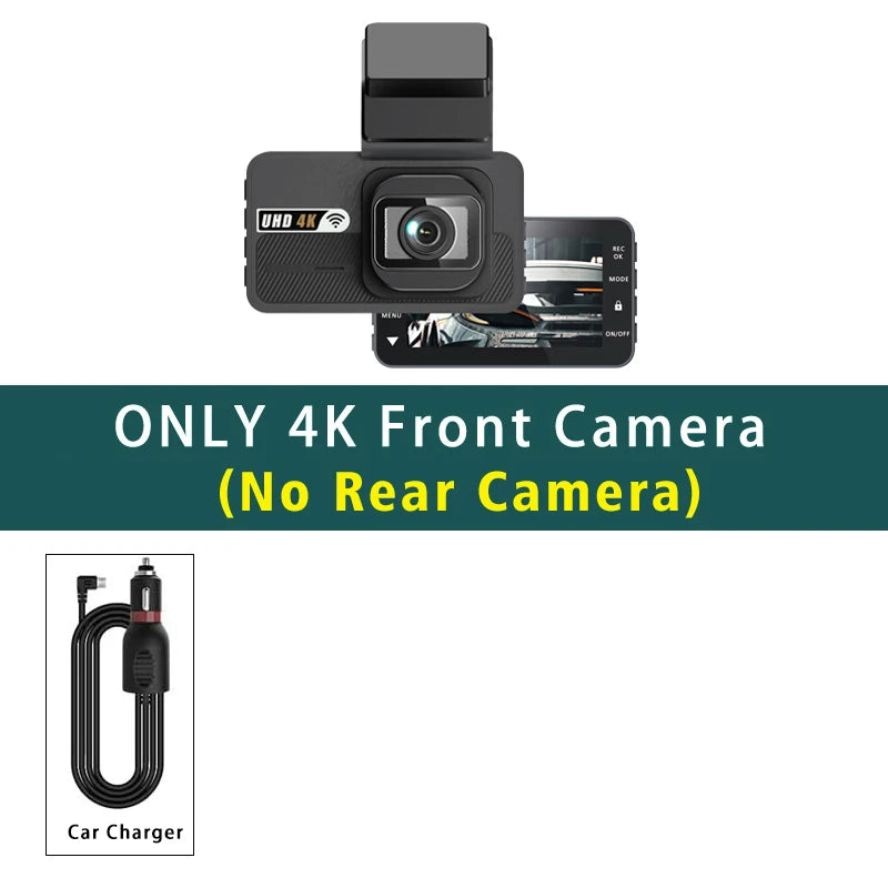 Dash Cam UHD 3840*2160P 4K + 2.5K Dual Lens Car DVR with ADAS 5G WiFi GPS Black Box Video Drive Recorder WDR/HDR Night Vision