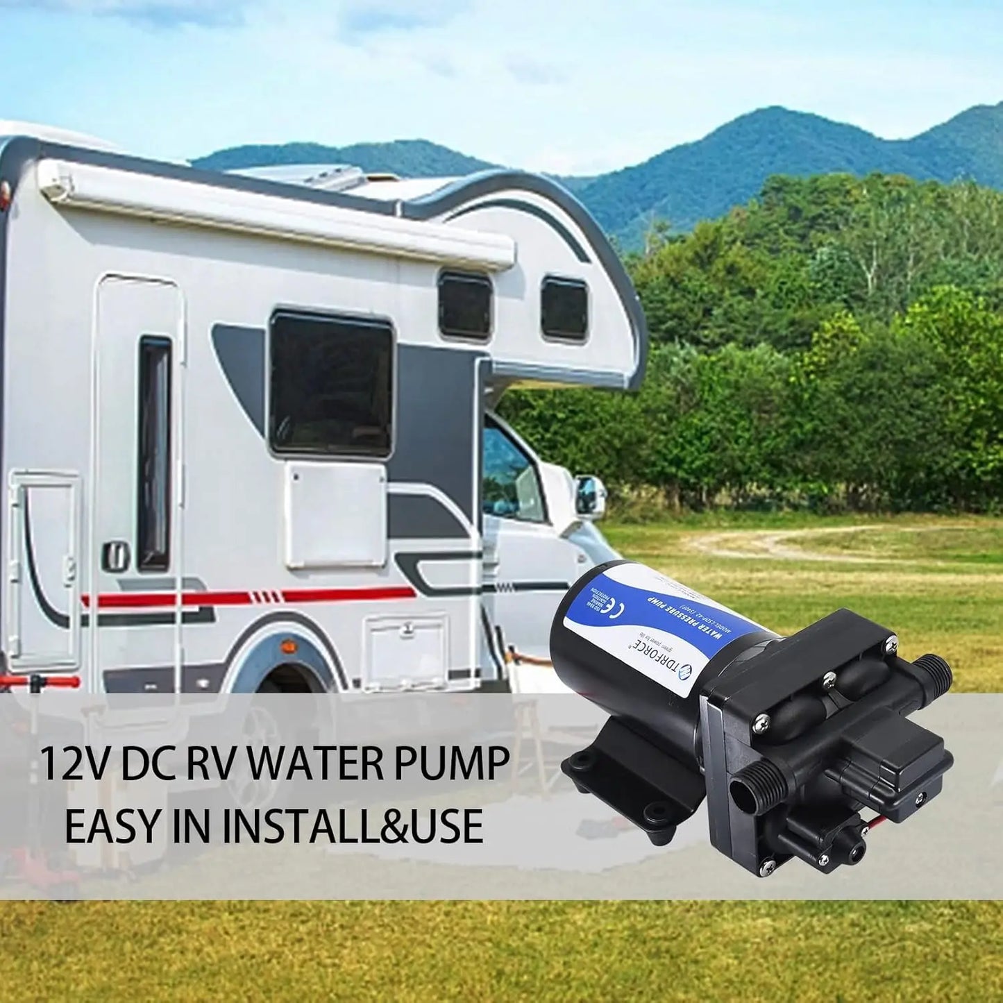 12V DC RV Fresh Water Pump 5 GPM Pressure Increase Booster 70 PSI Transfer Pump Self Priming on Demand Water Diaphragm Pump