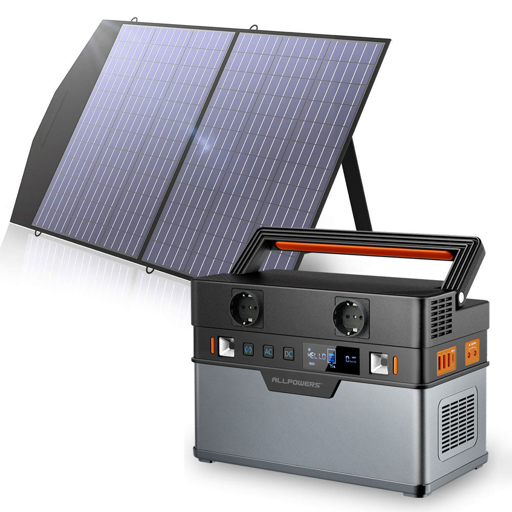 ALLPOWERS Portable Power Station Solar Generator, 110V/220V Pure Sine Wave AC Outlet With 18V Solar Panel