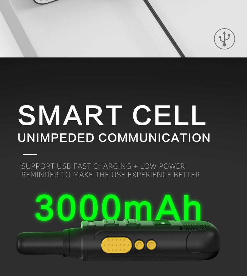 Walkie Talkie Rechargeable Battery Thin Uhf Wireless 16 Channel.