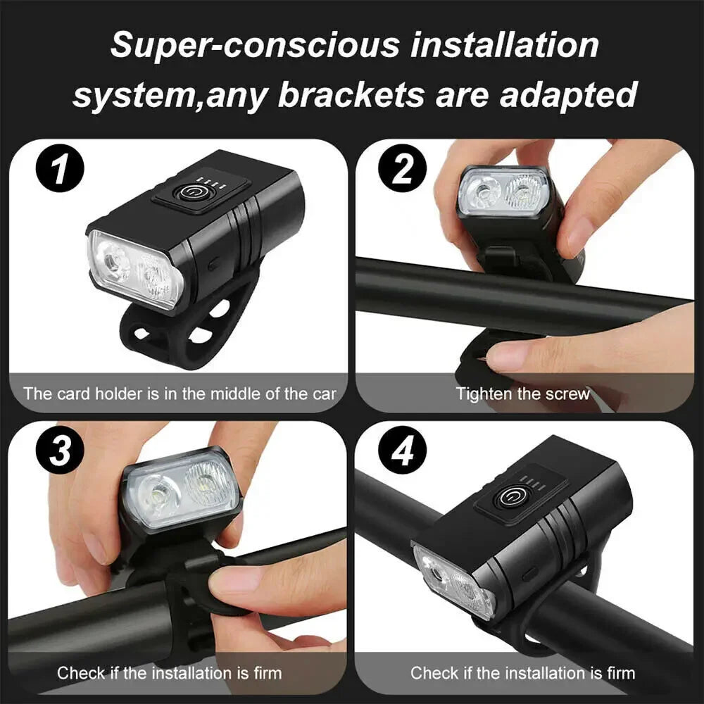 Front Bike Light USB Rechargeable Power Display Bicycle Led Light Waterproof Bicycle Headlight Flashlight Cycling Accessories