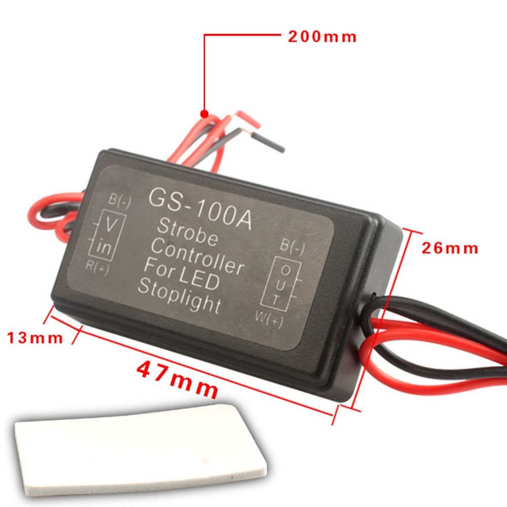 Brake Light Controller Flash Module for cars and motorcycles, GS-100A Strobe Controller Flasher Module for Car LED Brake Stop Light Lamp 12Volt
