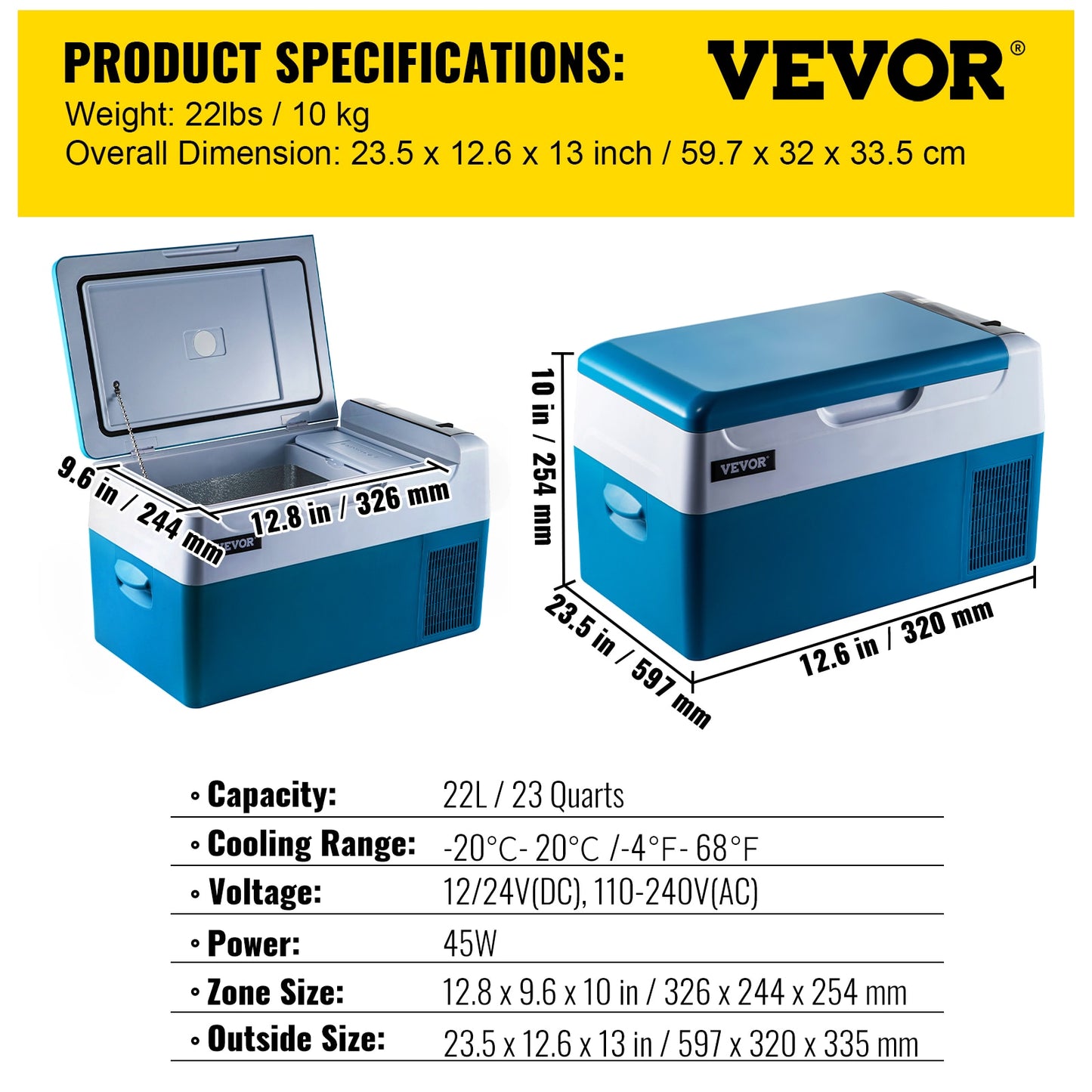 Car Refrigerator Mini Fridge Freezer Portable Compressor Cooler 12/24V DC 110-240V Ice Box