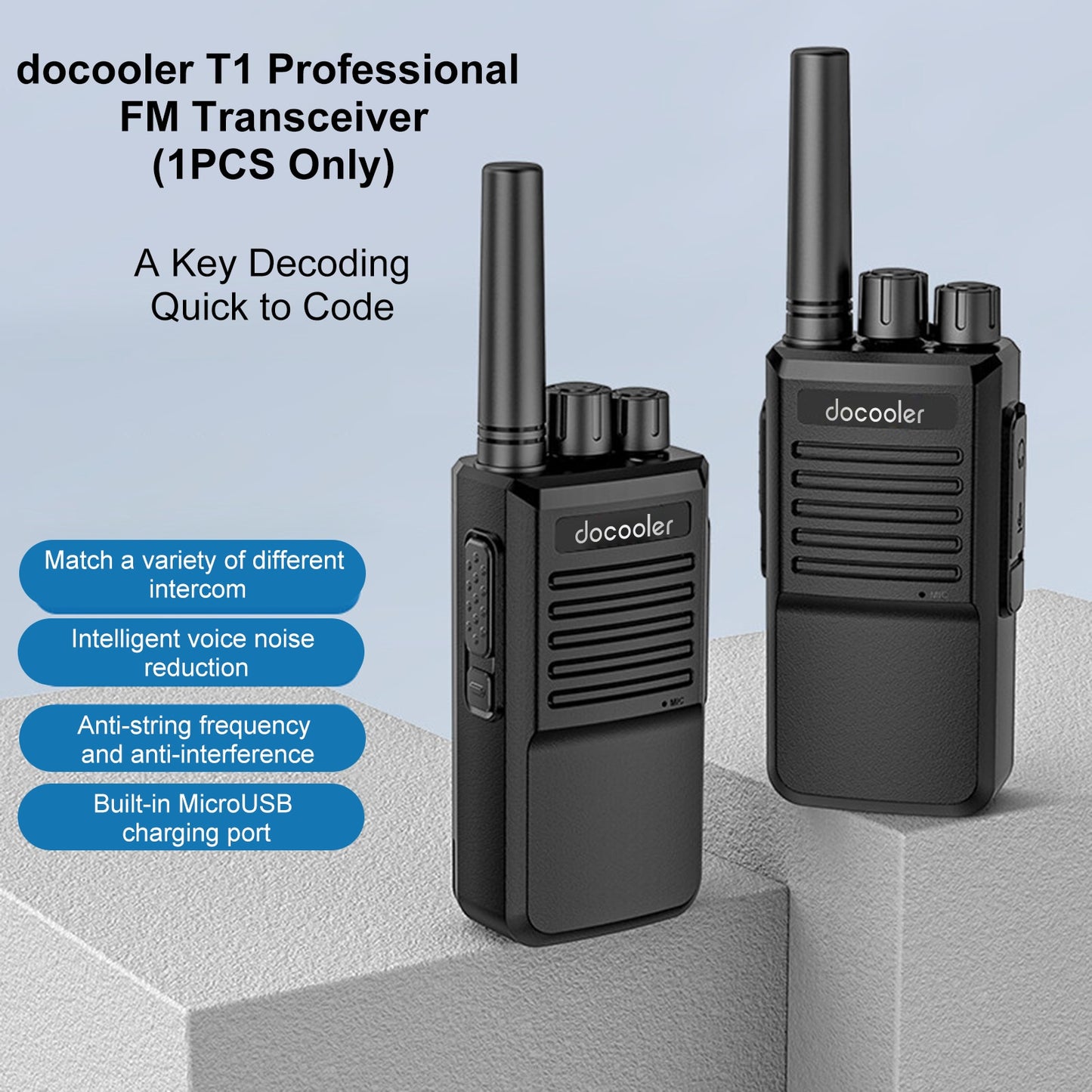 Walkie Talkie 16 Channel Professional FM Transceiver with USB Charging Dock.