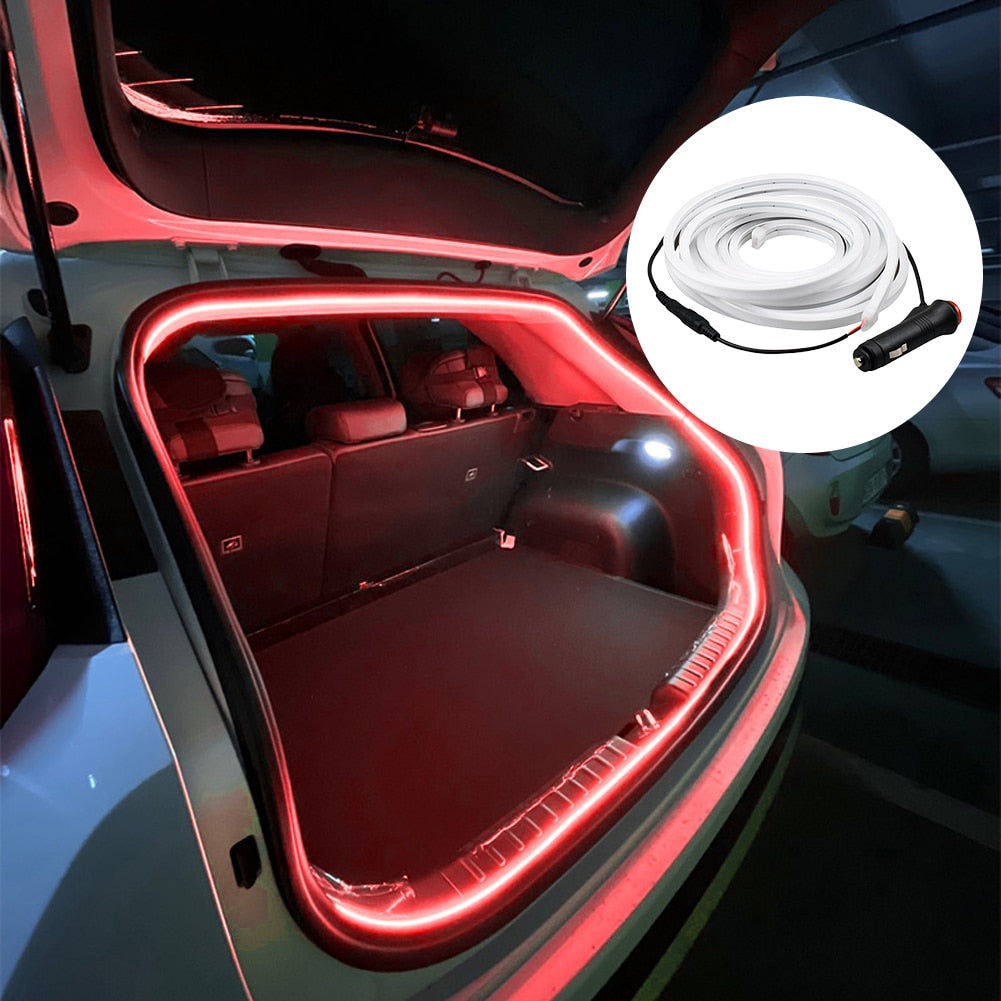 For Tesla Model Y 21-23 4 Colors Car Trunk LED Lamp Strip 12V IP65 Waterproof Interior Lights