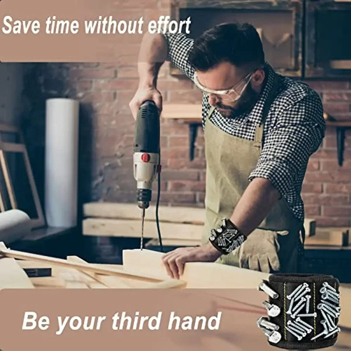 Magnetic Wristband for Holding Screws, Nails Drilling Bits,