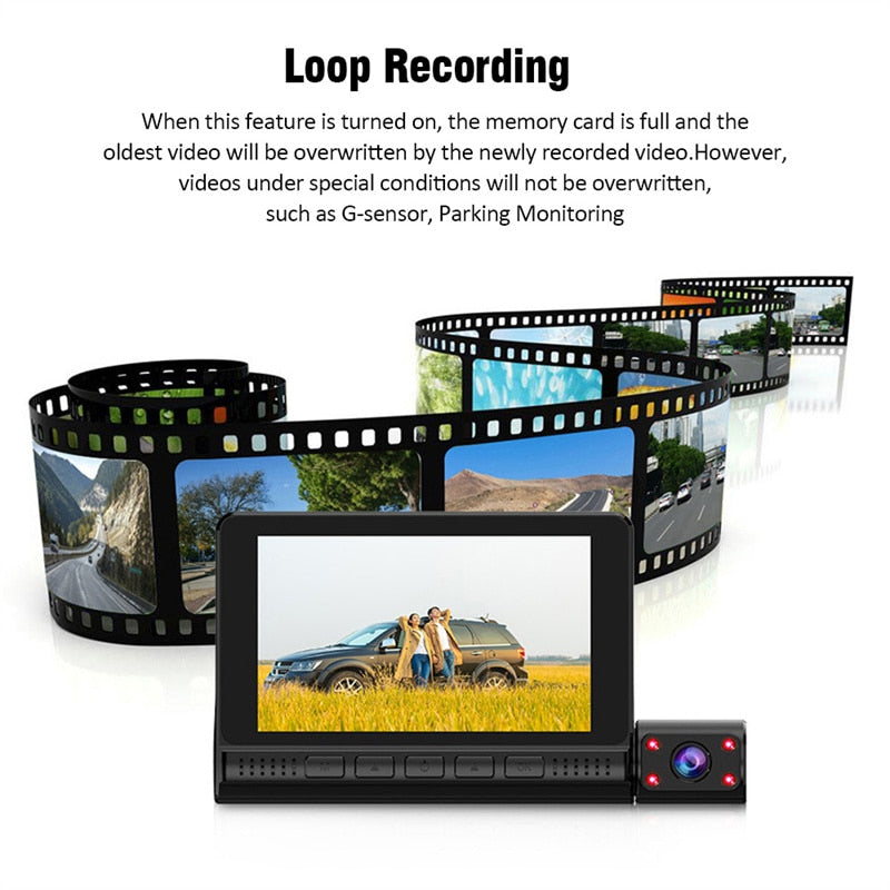Dash Cam for Car 1080P DVR Front and Rear View Night Vision Loop Recording Car Electronics