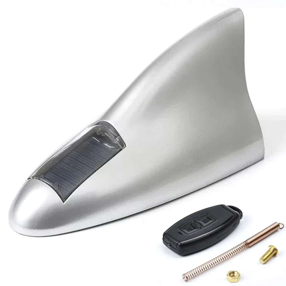 Car Solar LED Anti Collision Light Warning Lights Universal Shark Fin Antenna Light Automobile Modeling Decorating Accessories