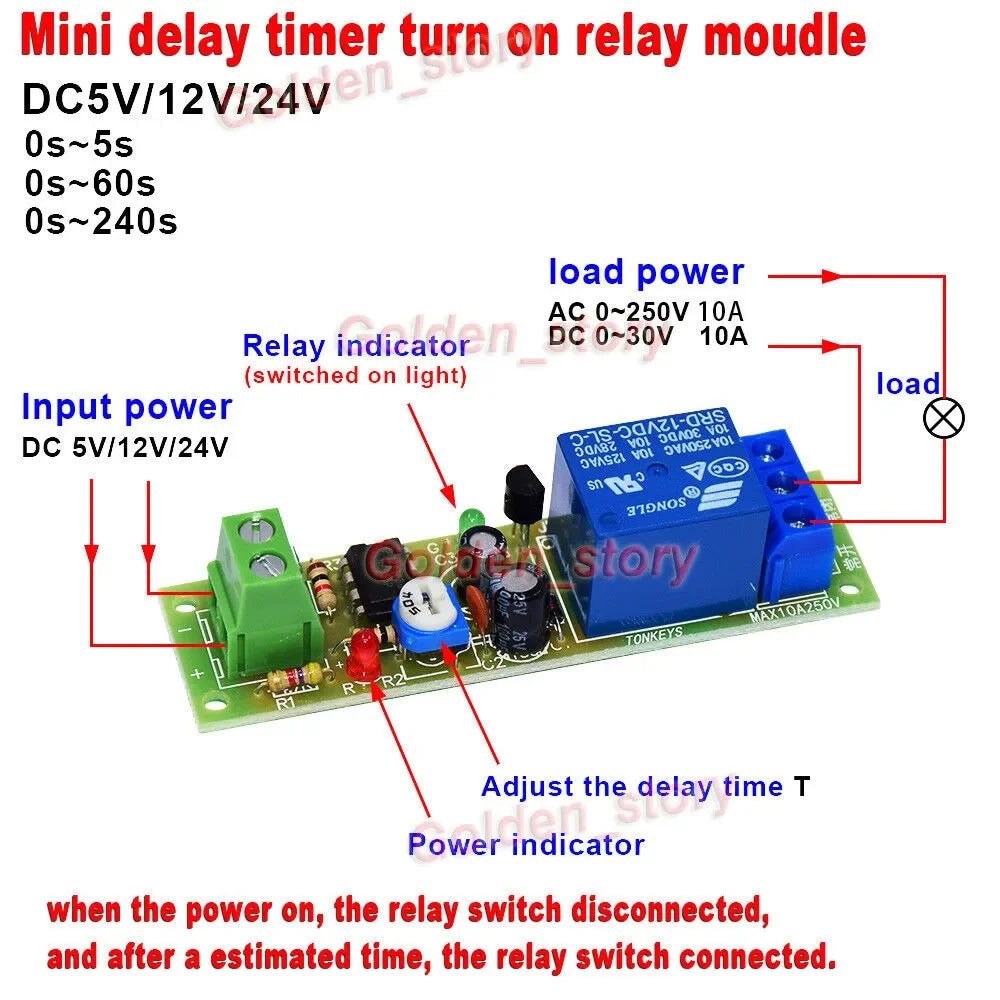 NE555 DC 12V Adjustable Time Trigger unlimited Cycle Timer Delay Turn On OFF Relay Switch Module Control