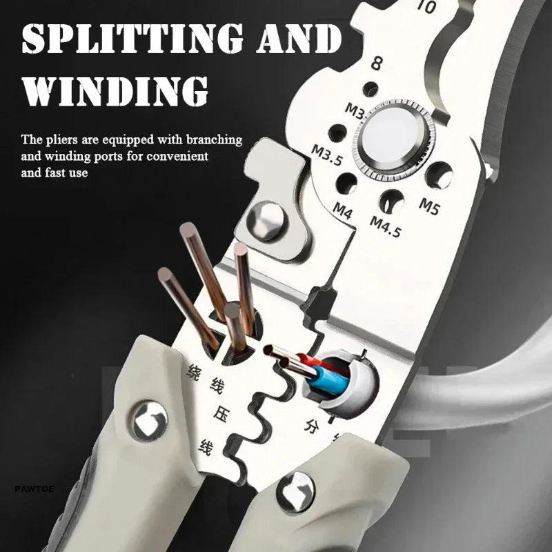Multifunctional Electrician Pliers, 6-in-1 Wire Stripper Separator, Cutting and Crimping Tool for Cable Repair and Installation