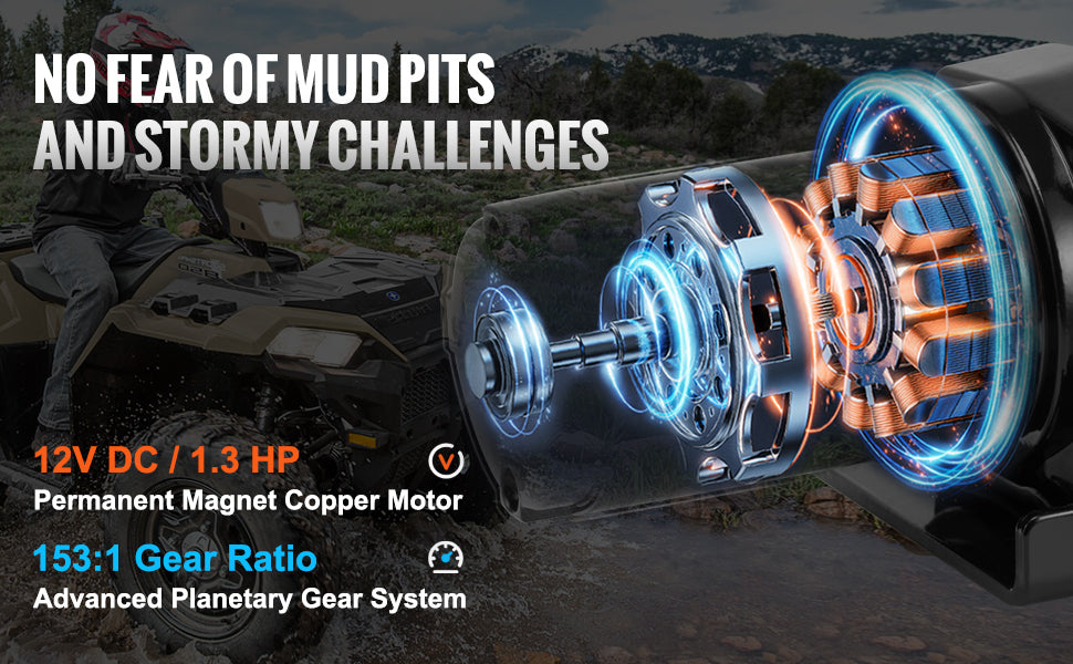 SucceBuy 3000lbs ATV/UTV Electric Winch 12V DC Steel Rope Winch with 39ft Cable Roller Wired Remote Control for Towing Off-Road