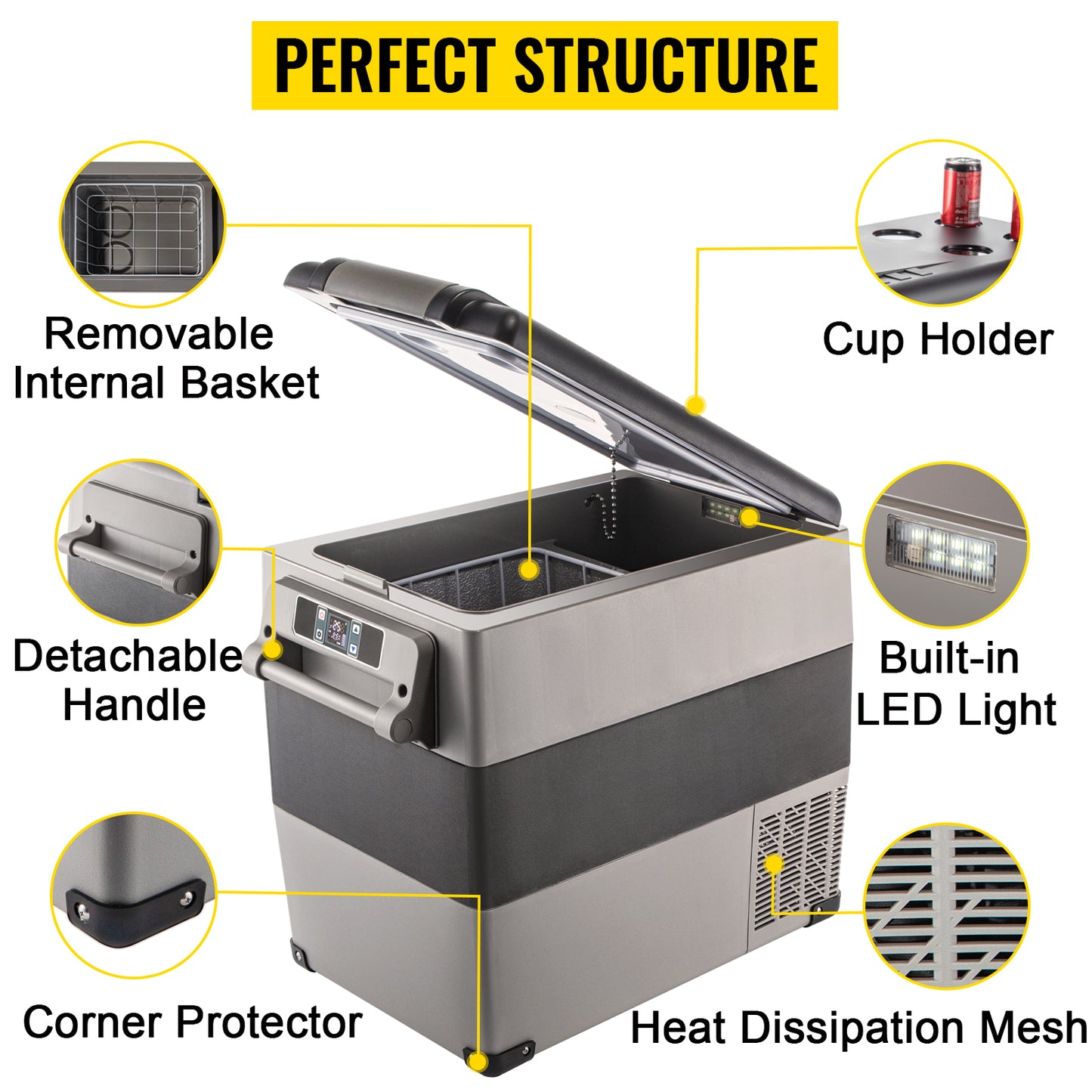 Car Refrigerator Mini Fridge Freezer Portable Compressor Cooler 12/24V DC 110-240V Ice Box