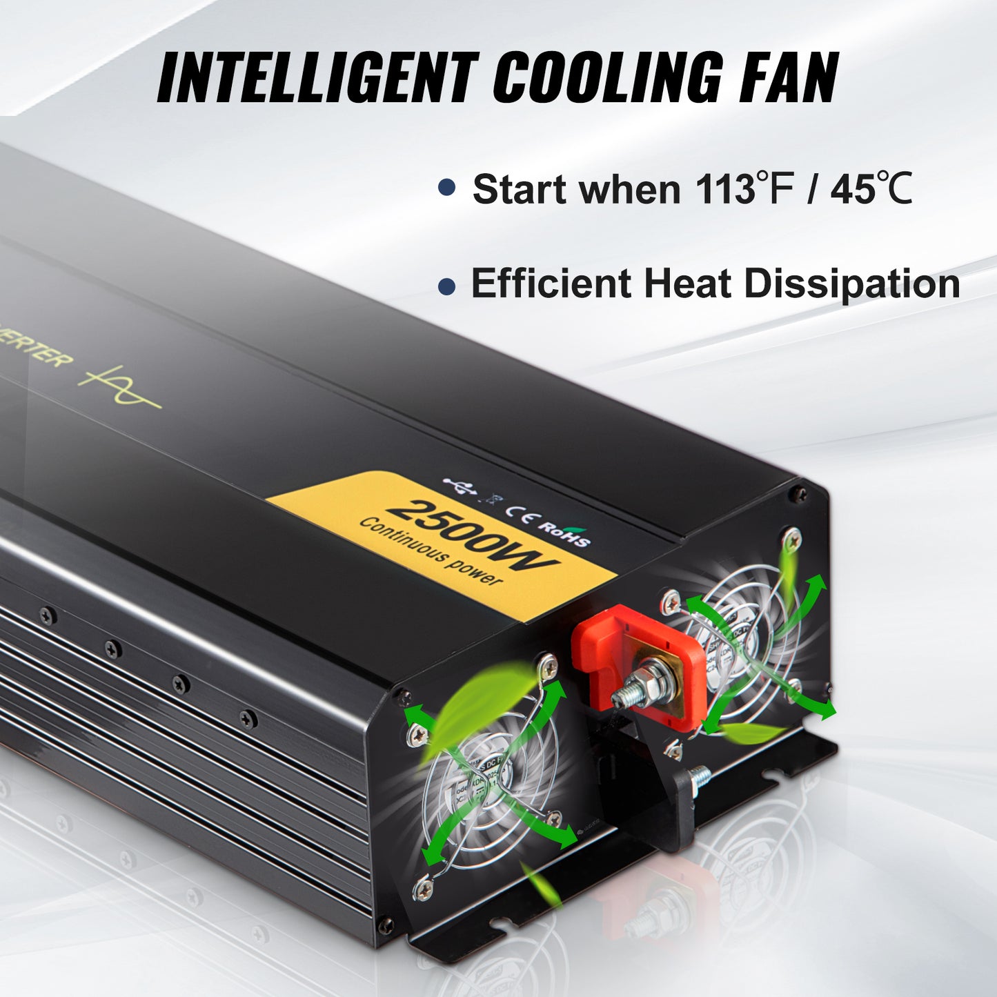 Sine Wave Power Inverter 12V DC to 120V AC . Powers TVs, Laptops, and Fans,