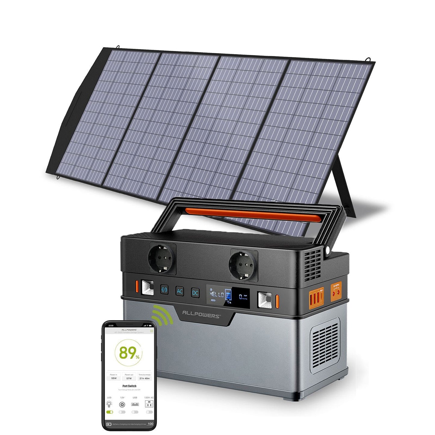 ALLPOWERS Portable Power Station Solar Generator, 110V/220V Pure Sine Wave AC Outlet With 18V Solar Panel