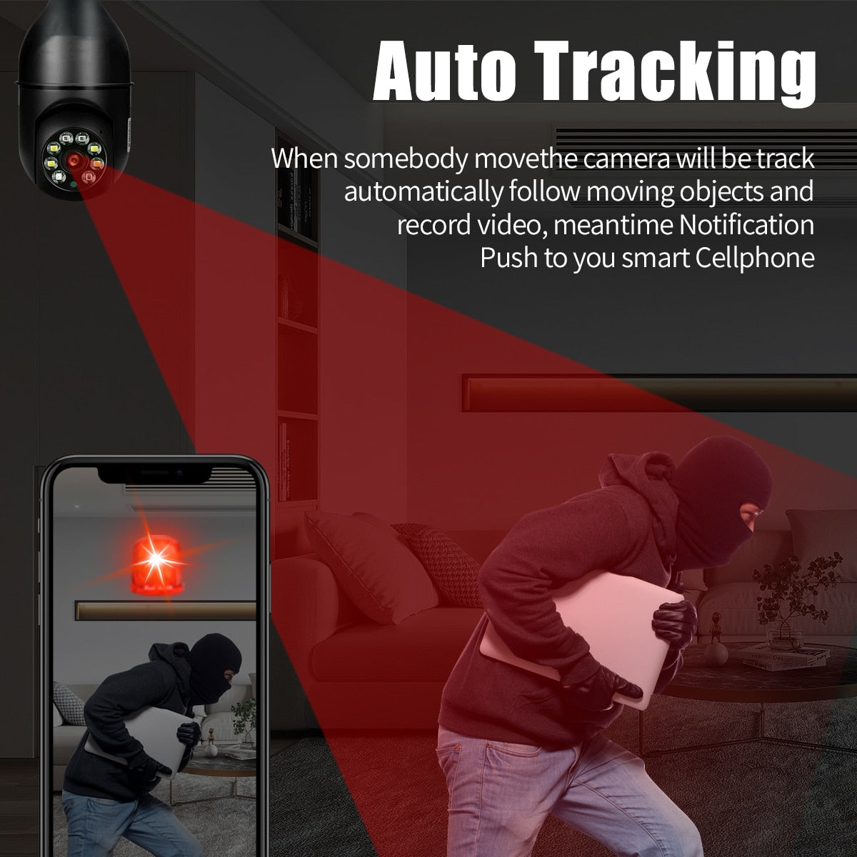 5G Bulb Surveillance Camera. Night Vision, WiFi Surveil Camera