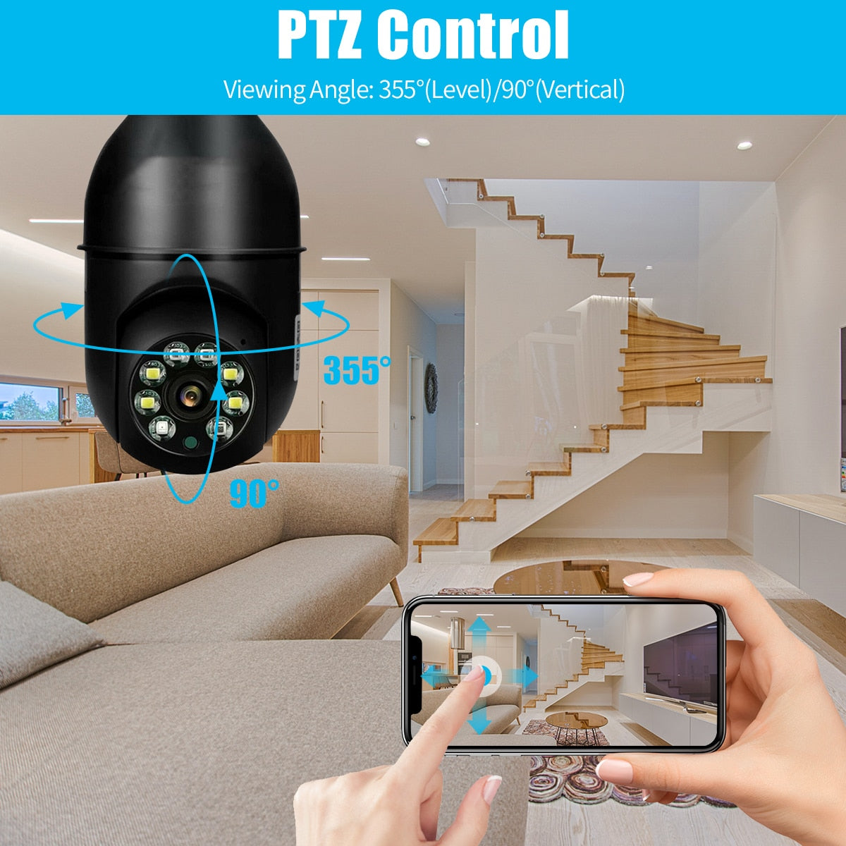 5G Bulb Surveillance Camera. Night Vision, WiFi Surveil Camera