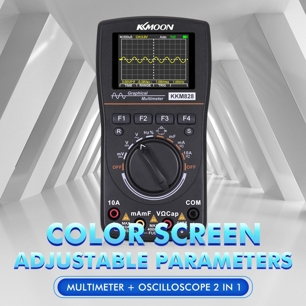 KKM828 Intelligent Graphical Digital Oscilloscope Multimeter 2.4 In Color Screen.