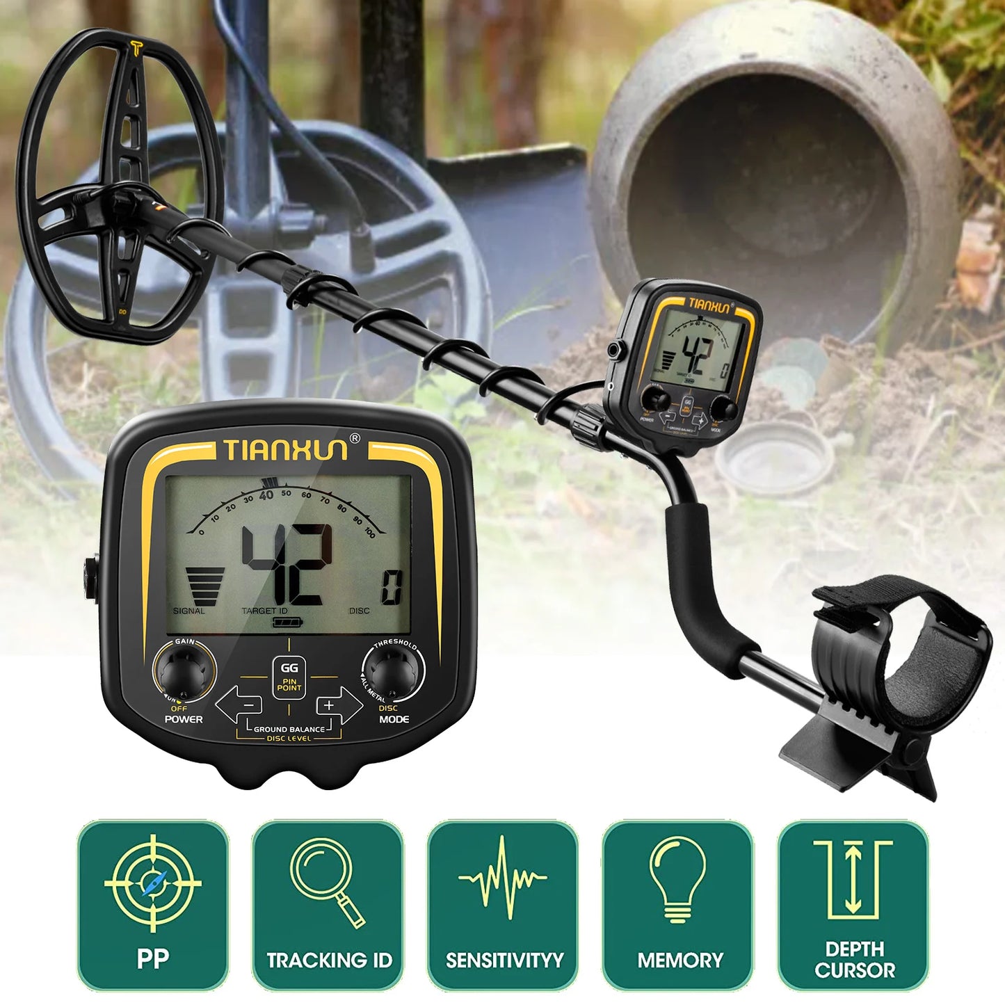 TX-850 Professional Metal Detector Underground Depth 2.5m Scanner Search Finder Gold Detector Treasure Hunter Pinpointer MD4060