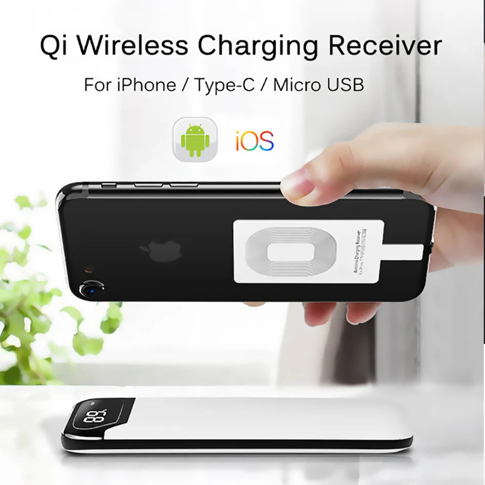 Qi Wireless Charging Receiver Micro USB Type C Universal Fast Wireless Charger Adapter For Samsung Huawei iPhone For Xiaomi