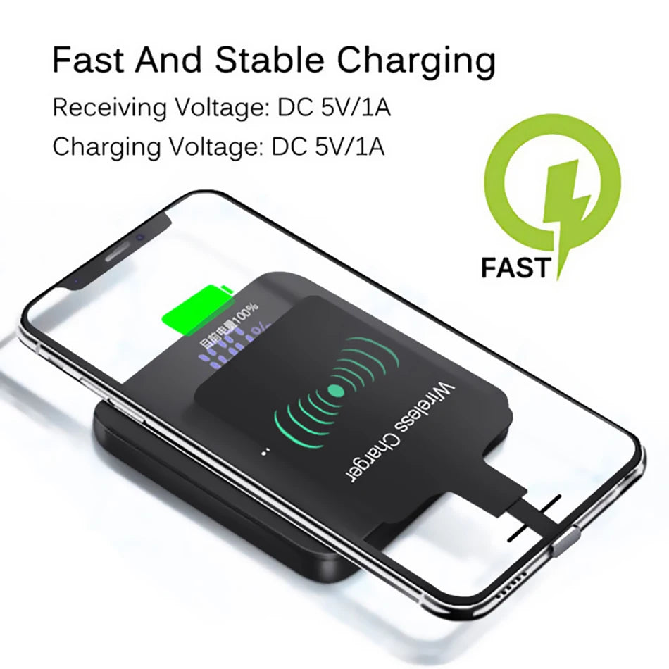 Qi Wireless Charging Receiver Micro USB Type C Universal Fast Wireless Charger Adapter For Samsung Huawei iPhone For Xiaomi