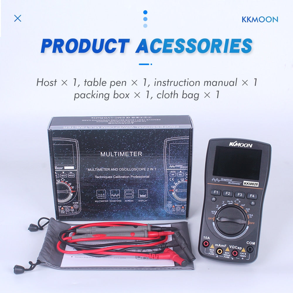 KKM828 Intelligent Graphical Digital Oscilloscope Multimeter 2.4 In Color Screen.