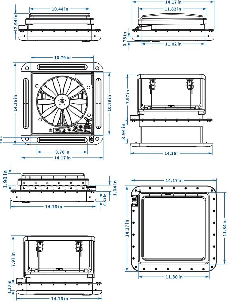 RV Ventilation Fan 12 V Exhaust Fan Roof Mounted For RV Motorhome and Trailer.