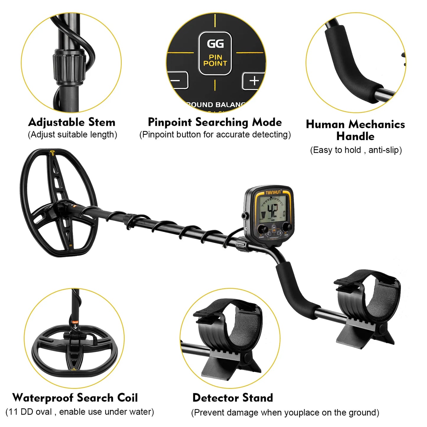 TX-850 Professional Metal Detector Underground Depth 2.5m Scanner Search Finder Gold Detector Treasure Hunter Pinpointer MD4060