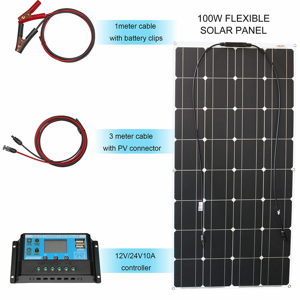 12v flexible solar panel kit with solar controller for battery charger