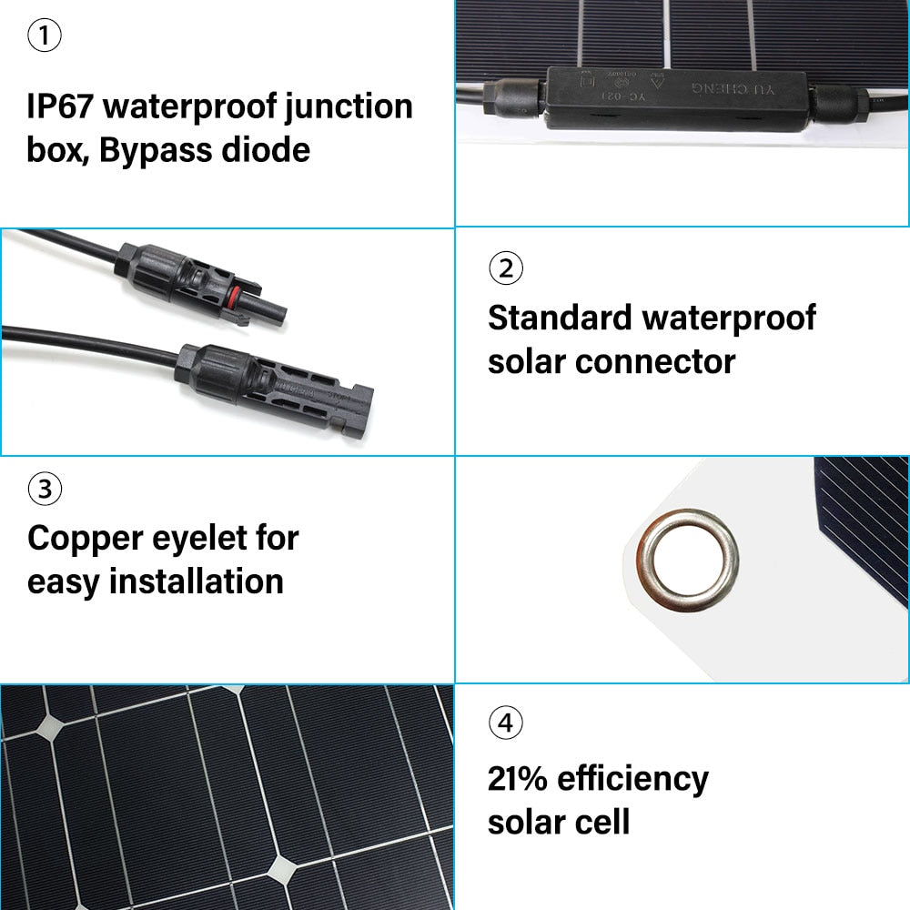 12 Volt Monocrystalline Solar Cell, Flexible Solar Panel