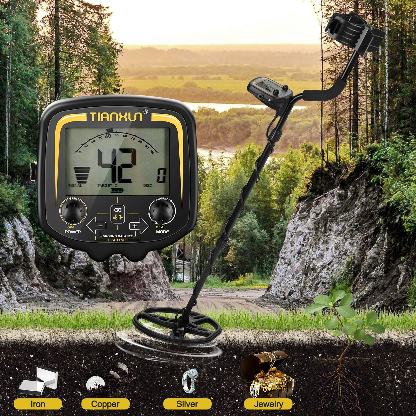 TX-850 Professional Metal Detector Underground Depth 2.5m Scanner Search Finder Gold Detector Treasure Hunter Pinpointer MD4060