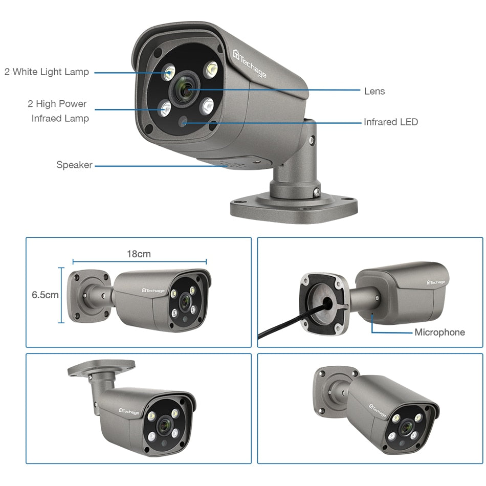 H.265 5MP 4K Security POE IP Camera Human Detection.