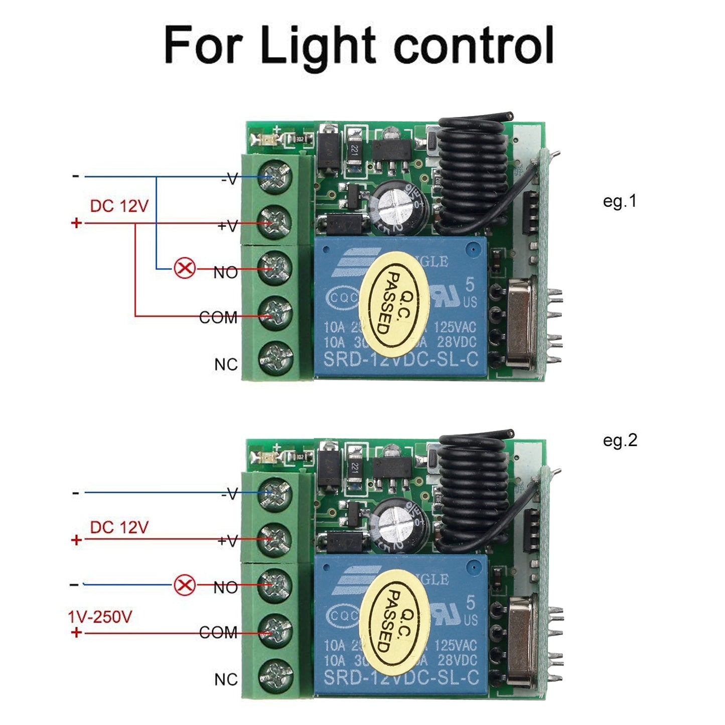 12V 10A Relay 1 CH Wireless RF Remote Control Switch Transmitter with Receiver