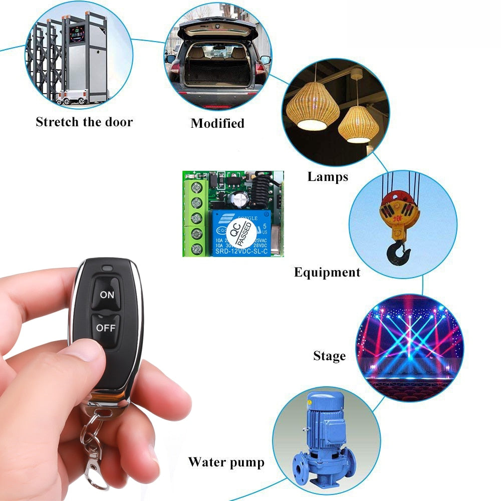 12V 10A Relay 1 CH Wireless RF Remote Control Switch Transmitter with Receiver