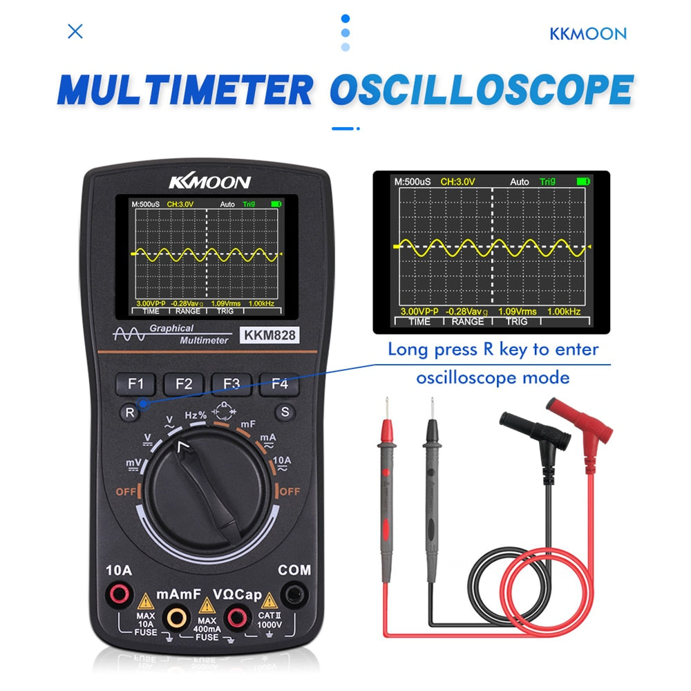 KKM828 Intelligent Graphical Digital Oscilloscope Multimeter 2.4 In Color Screen.